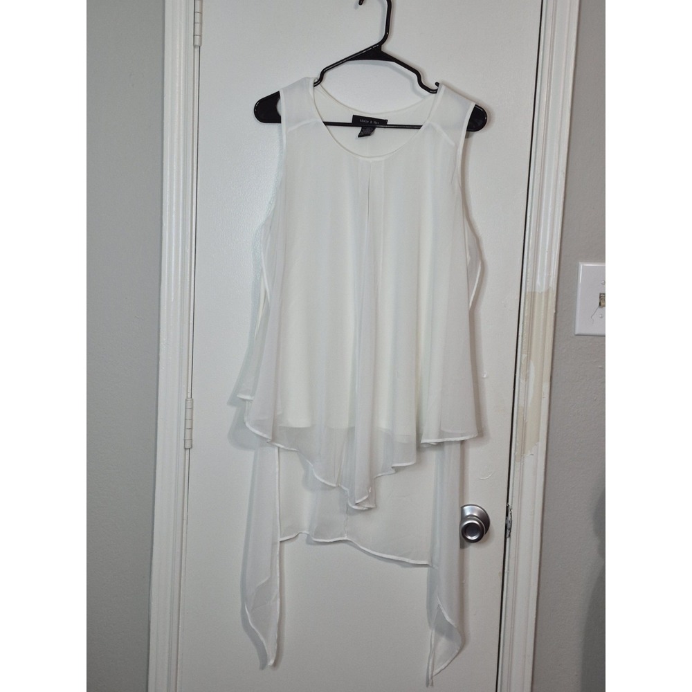 Adele & May‎ Romantic Fairycore Chiffon Flowy Sheer Handkerchief Hem Blouse Sz M